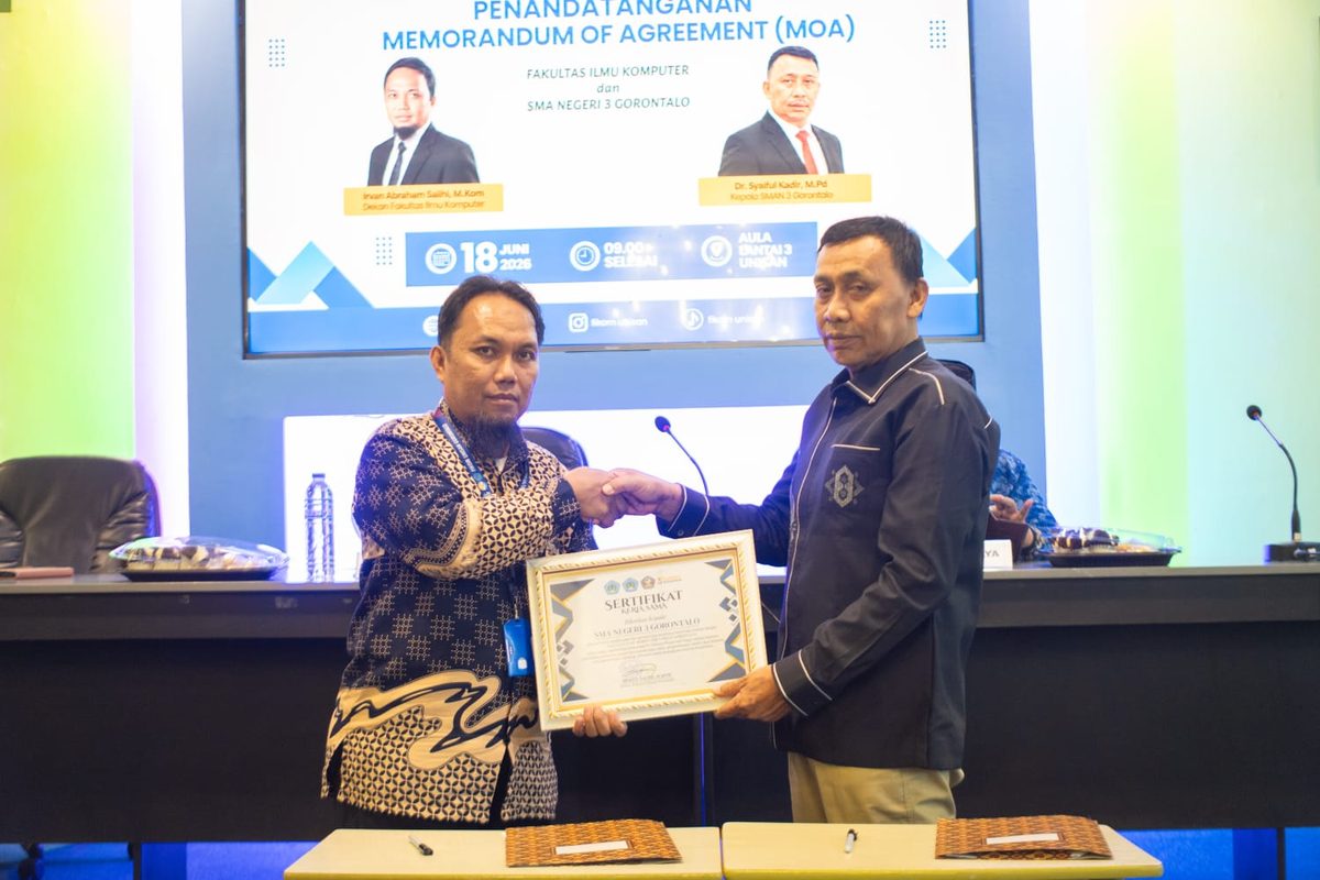 Fakultas Ilmu Komputer Unisan Gorontalo Gelar Seminar Teknologi dan Tandatangani MOA dengan Pemerintah Kecamatan Dumbo Raya serta Dua Sekolah